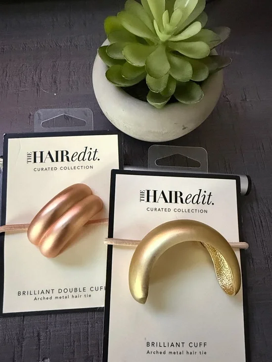 Metallic Gold and Rose Gold Brilliant Cuff Hair Ties - Picture 1 of 4